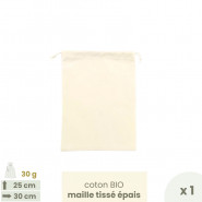 Sac à vrac . maille tissée . MEDIUM 25 x 30 cm - Farines & céréales . Poids 30 g - Joli Monde