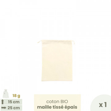 Sac à vrac . maille tissée . SMALL 15 x 25 cm - Farines & céréales . Poids 18 g - Joli Monde