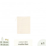 Sac à vrac .  maille filet . SMALL 15 x 25 cm - Fruits & Légumes . Poids 20 g - Joli Monde