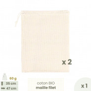 Lot 2 Sacs à fruits filet LARGE - Joli Monde