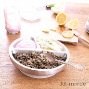 Assiette inox à ventouse & compartiments . Sable