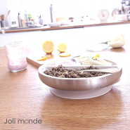 Assiette inox à ventouse & compartiments . Sable