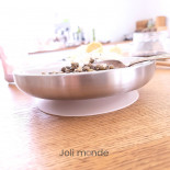Assiette inox à ventouse & compartiments . Sable