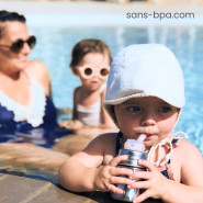 Biberon inox 150 ml avec Gaine Silicone BLEUE . PURA