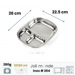 Plateau repas ado inox 3 parts - JOLI MONDE