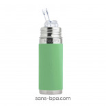 Biberon inox isotherme bec souple à paille 260 ml - Moss - PURA