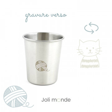 Timbale 180 ml inox gravé TWIST . Chat & Pelote - JOLI MONDE 2