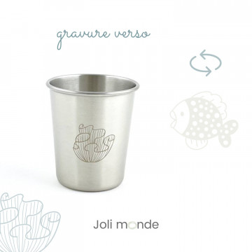 Timbale 180 ml inox gravé TWIST . Poisson & Corail - JOLI MONDE 2