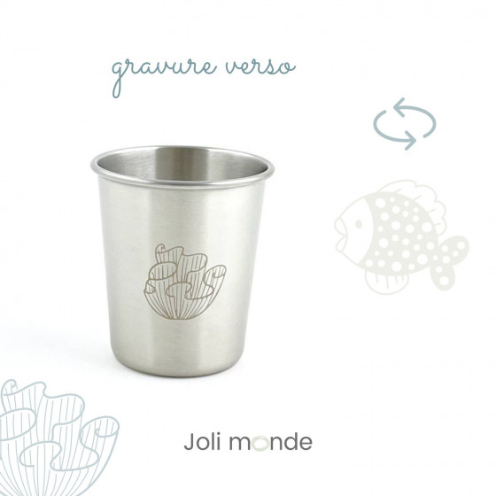 Timbale 180 ml inox gravé TWIST . Poisson & Corail - JOLI MONDE