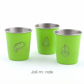 Timbale 180 ml inox coloré . motif gravure FUSEE - JOLI MONDE 2