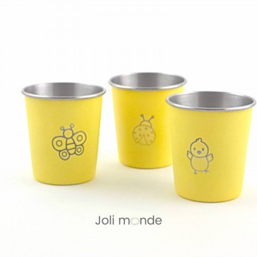 Timbale 180 ml inox coloré . motif gravure GECKO - JOLI MONDE 2