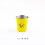 DUO Timbales 180 ml inox coloré . motif gravure PAPILLON & pink  - JOLI MONDE