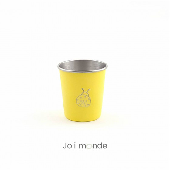 DUO Timbales 180 ml inox coloré . motif gravure PAPILLON & pink  - JOLI MONDE