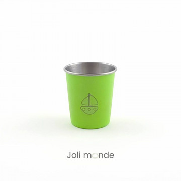 DUO Timbales 180 ml inox coloré . motif gravure BATEAU & blues  - JOLI MONDE 2