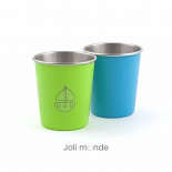 DUO Timbales 180 ml inox coloré . motif gravure BATEAU & blues  - JOLI MONDE