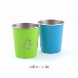DUO Timbales 180 ml inox coloré . motif gravure FUSEE & blues  - JOLI MONDE