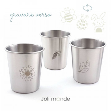 Lot 3 timbales 180 ml inox gravé TWIST . Au jardin . Joli Monde 2