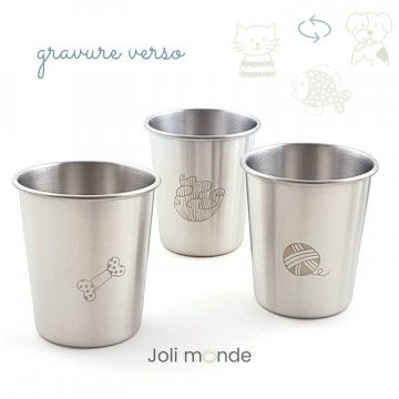 Lot 3 timbales 180 ml inox gravé TWIST . Les P'tits amis . Joli Monde 2