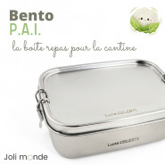 Boite repas PAI . Bento inox 18.5 x 13.5 cm . JOLI MONDE