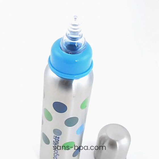 Biberon isotherme Goulot Etroit 270ml POIS BLEU