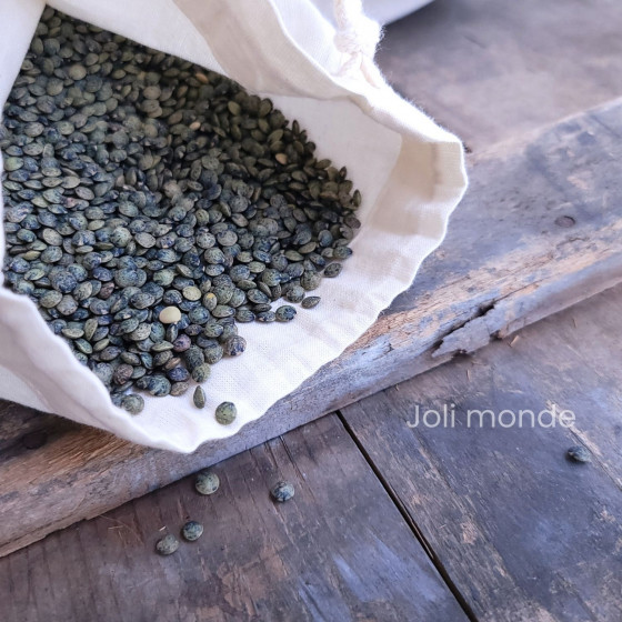 Sac à vrac .  maille tissée . SMALL 15 x 25 cm - Farines & céréales . Poids 18 g - Joli Monde