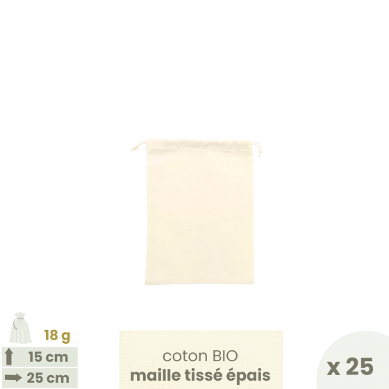 Set 25 sacs coton bio Calendrier Avent . Small 15 x 25 cm