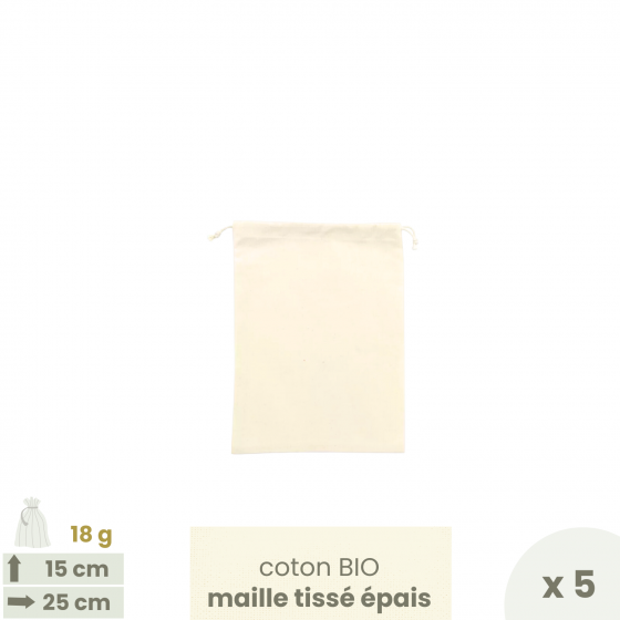 Lot 5 Sacs à vrac Farine & céréales . Small 15 x 25 cm . Joli Monde