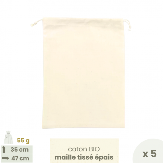 Lot 5 Sacs à vrac Farine & céréales . LARGE 35 x 47 cm . Joli Monde