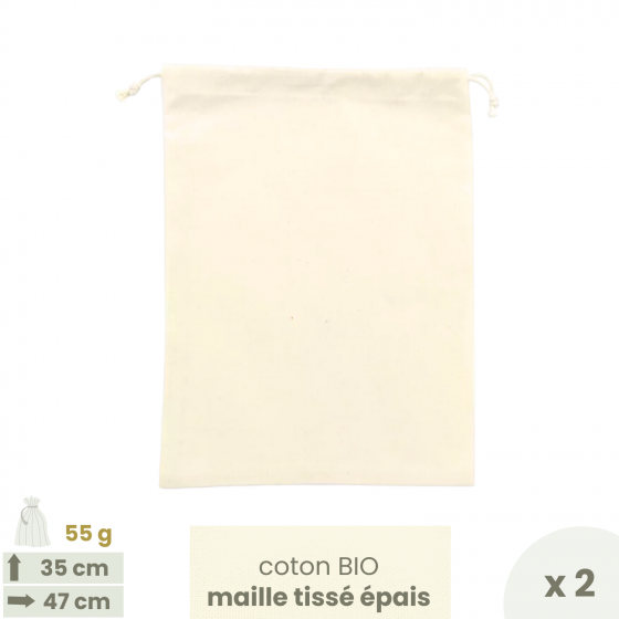 Lot 2 Sacs à vrac Farine & céréales . LARGE 35 x 47 cm . Joli Monde