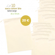 Lot 10 sacs coton bio . Emballage cadeau responsable ! 35 x 47 cm - Joli Monde