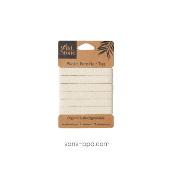 6 élastiques à cheveux BIO zéro plastique - Blanc