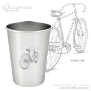 Timbale 300 ml inox . Gravure Tente . Joli Monde