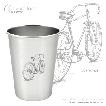 Timbale 300 ml inox . Gravure Tente . Joli Monde 2