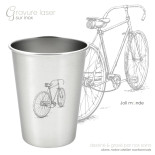 Timbale 300 ml inox . Gravure Tente . Joli Monde
