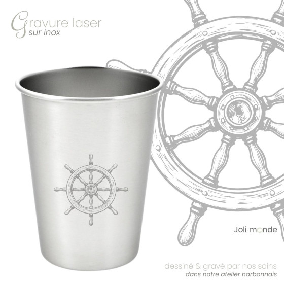Timbale 300 ml inox . Gravure Noeud marin . Joli Monde