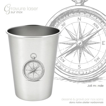 Timbale 300 ml inox . Gravure Gouvernail . Joli Monde 2
