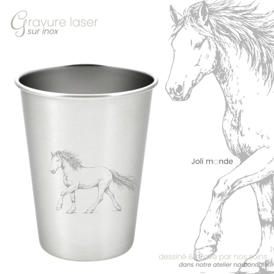 Timbale 300 ml inox . Gravure Chat . Joli Monde