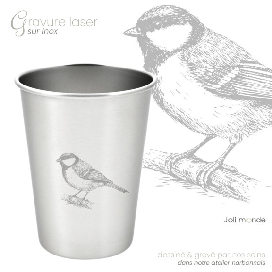Timbale 300 ml inox . Gravure Cheval . Joli Monde