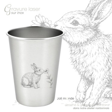 Timbale 300 ml inox . Gravure Mésange . Joli Monde 2