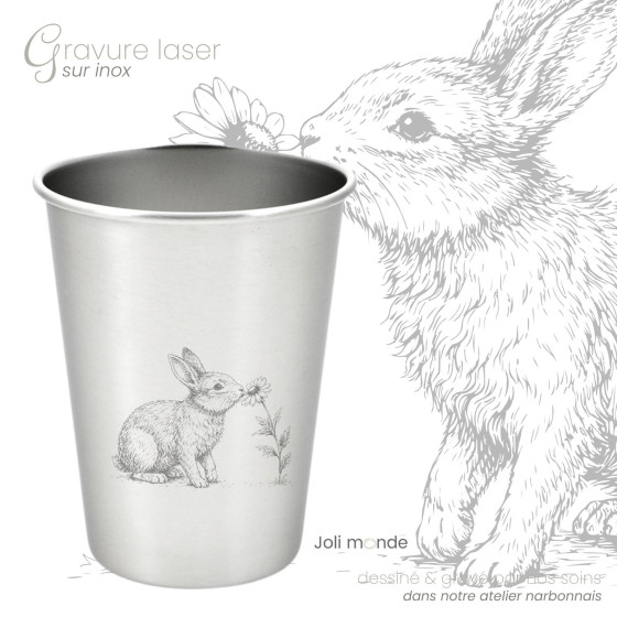 Timbale 300 ml inox . Gravure Mésange . Joli Monde