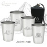 Ensemble 4 timbales 300 ml inox & leur housse . Plein air . Joli Monde