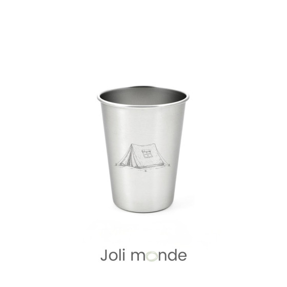 Ensemble 4 timbales 300 ml inox & leur housse . Plein air . Joli Monde