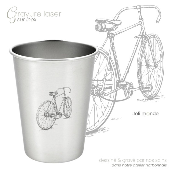 Ensemble 4 timbales 300 ml inox & leur housse . Plein air . Joli Monde