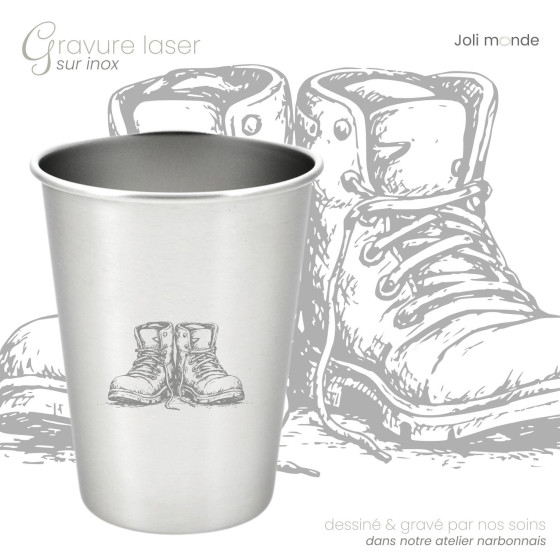 Ensemble 4 timbales 300 ml inox & leur housse . Plein air . Joli Monde
