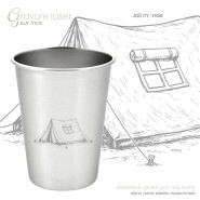 Ensemble 4 timbales 300 ml inox & leur housse . Plein air . Joli Monde