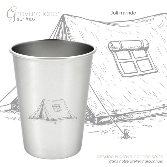 Ensemble 4 timbales 300 ml inox & leur housse . Plein air . Joli Monde