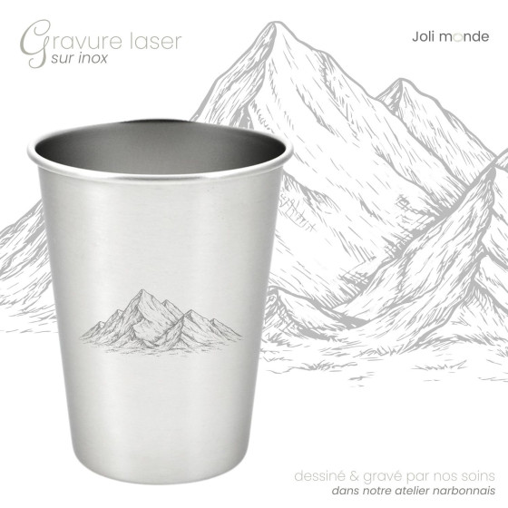 Ensemble 4 timbales 300 ml inox & leur housse . Plein air . Joli Monde