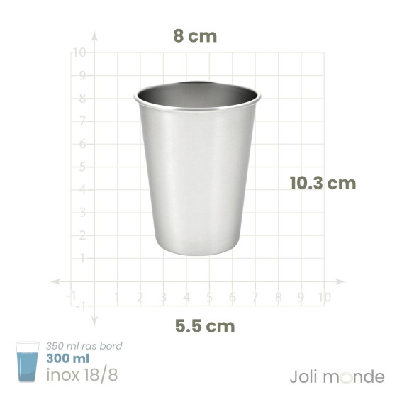 Ensemble 4 timbales 300 ml inox & leur housse . Plein air . Joli Monde