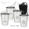 Ensemble 4 timbales 300 ml inox & leur housse . Nautique . Joli Monde