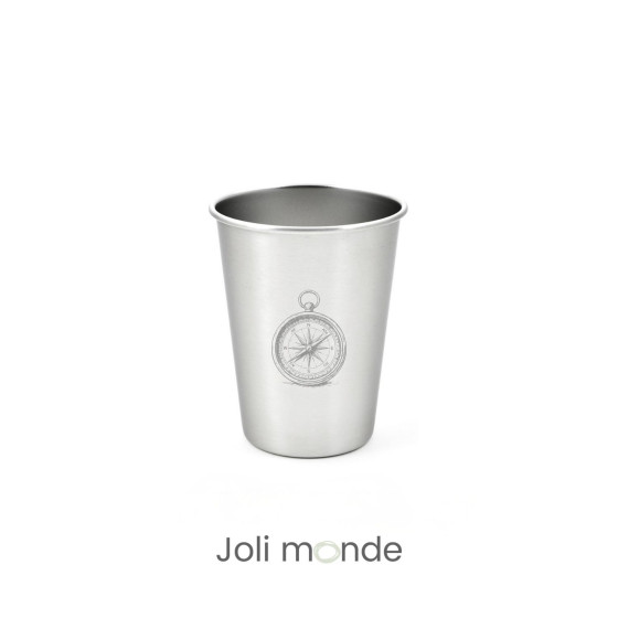 Ensemble 4 timbales 300 ml inox & leur housse . Plein air . Joli Monde